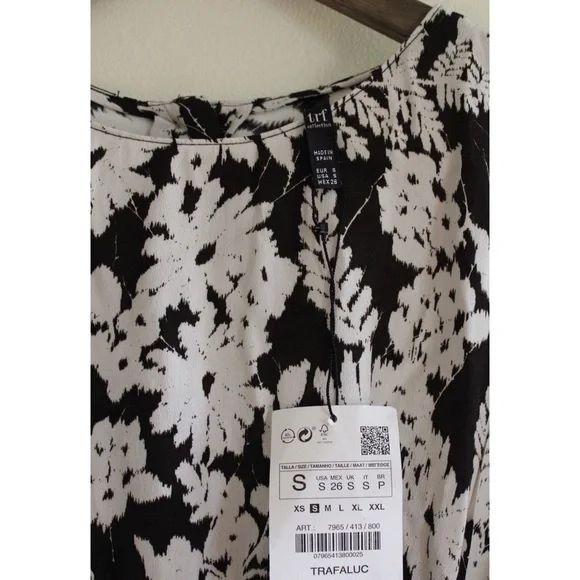 Zara NWT Floral Buttoned & Belted Mini Dress Small - Picture 7 of 9